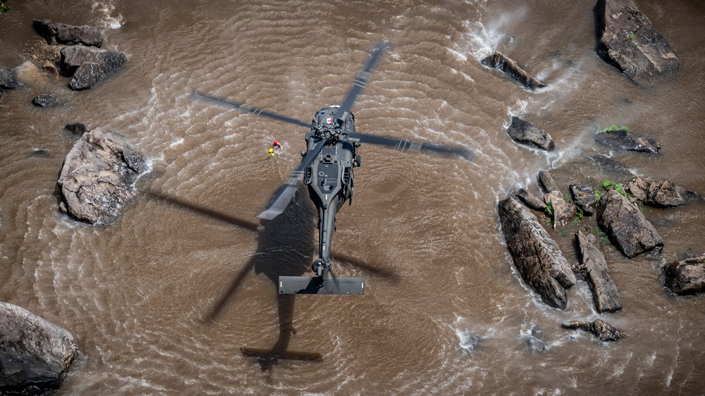 W.Va. Guard Unit Practices Aerial Swift Water Rescues