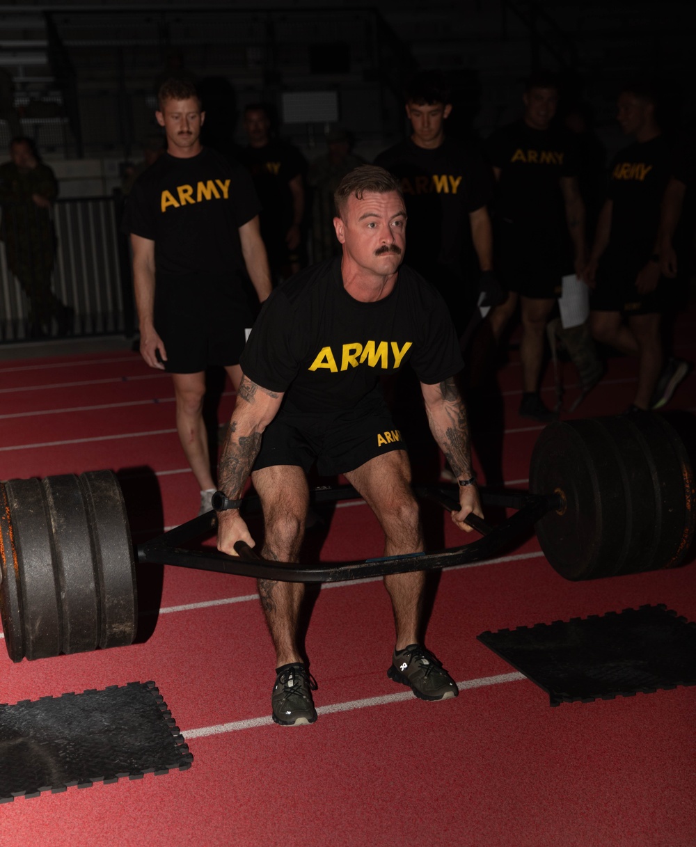Staff Sgt. Nicolas White completes a deadlift - 2025 National Best Warrior