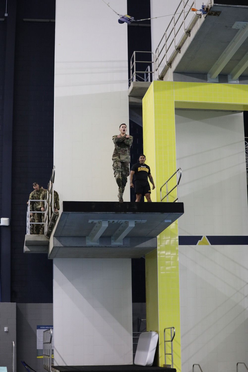 Infantry dives into water survival training