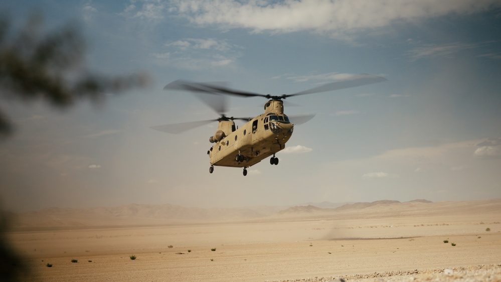 Bravo Company 1-111th Aviation Regiment arrive at Fort Irwin.