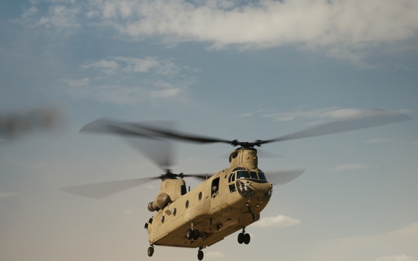 Bravo Company 1-111th Aviation Regiment arrive at Fort Irwin.