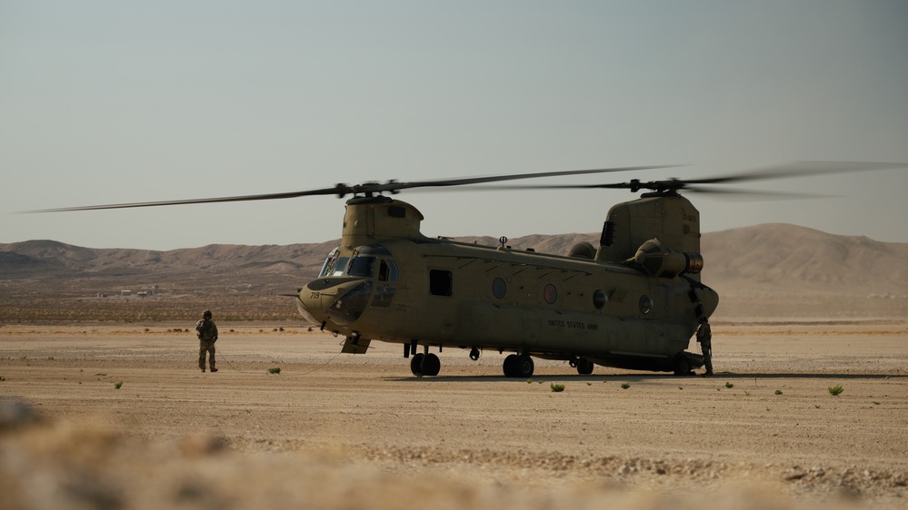 Bravo Company, 1-111th Aviation Regiment arrived at Fort Irwin, California, for operations at National Training Center