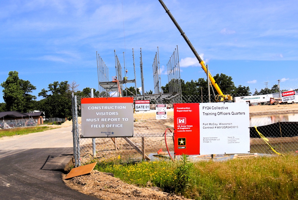 July 2025 construction operations for $55.75 million Collective Training Officers Quarters Project at Fort McCoy