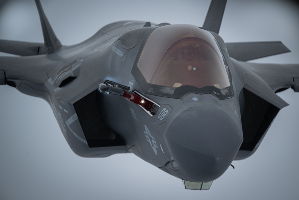 The U.S. Air Force conducts aerial refueling with U.S. Marines