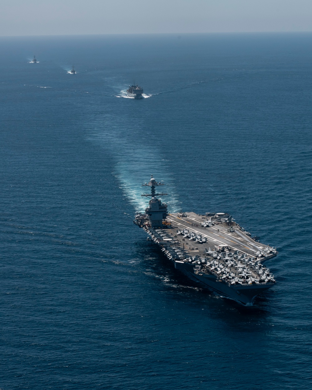 Gerald R. Ford Carrier Strike Group and ESPS Canarias (F86) Transit the Strait of Gibraltar