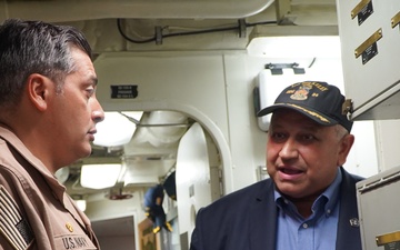 Former Secretary of the Navy (SECNAV) Carlos Del Toro visits USS Bulkeley (DDG 84) while at Naval Weapons Station Yorktown