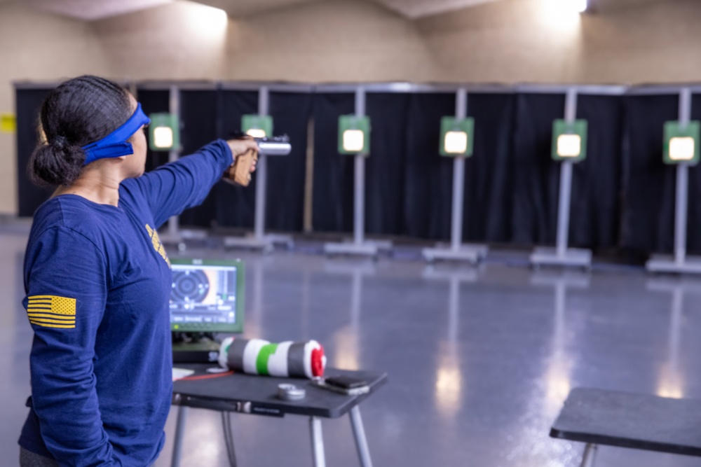 Team Navy practices shooting during Wounded Warrior Games 2025