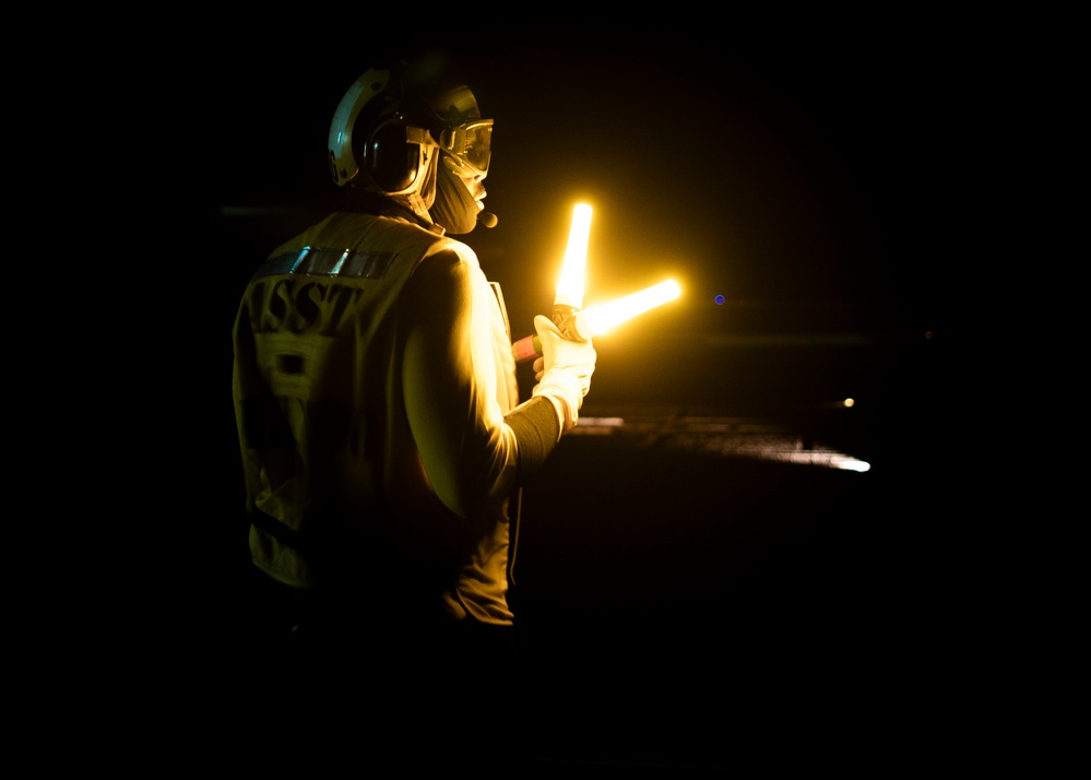 USS Gerald R. Ford (CVN 78) Conducts Flight Operations at Night