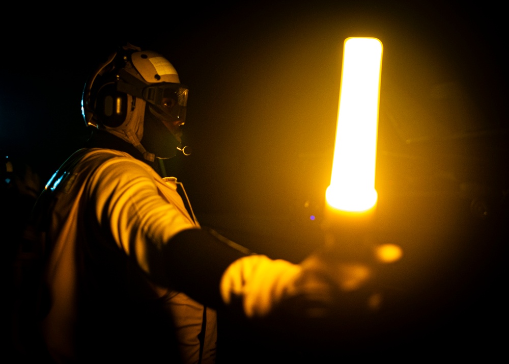 USS Gerald R. Ford (CVN 78) Conducts Flight Operations at Night