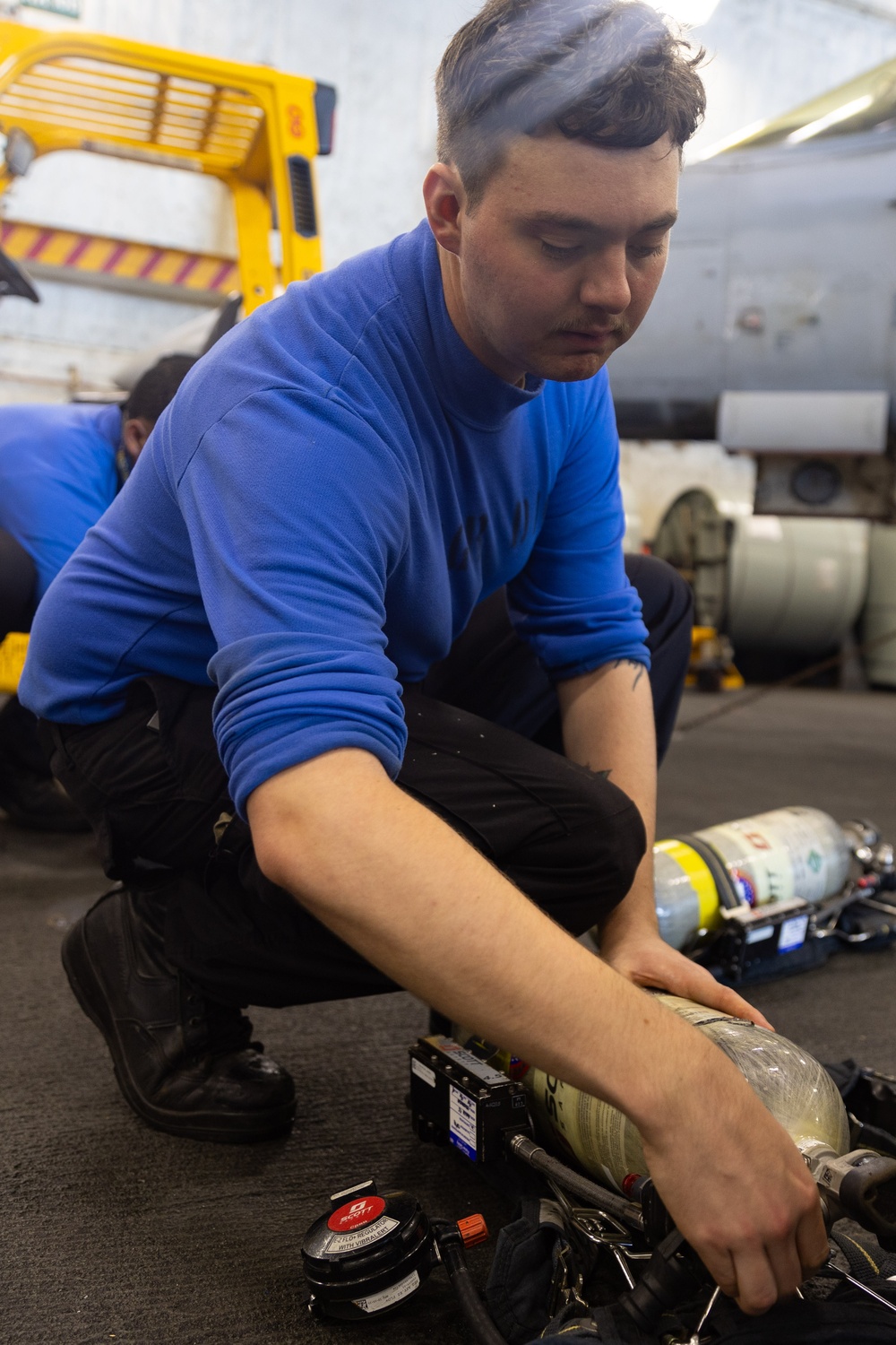 USS Gerald R. Ford (CVN 78) Sailor Assembles SCBA