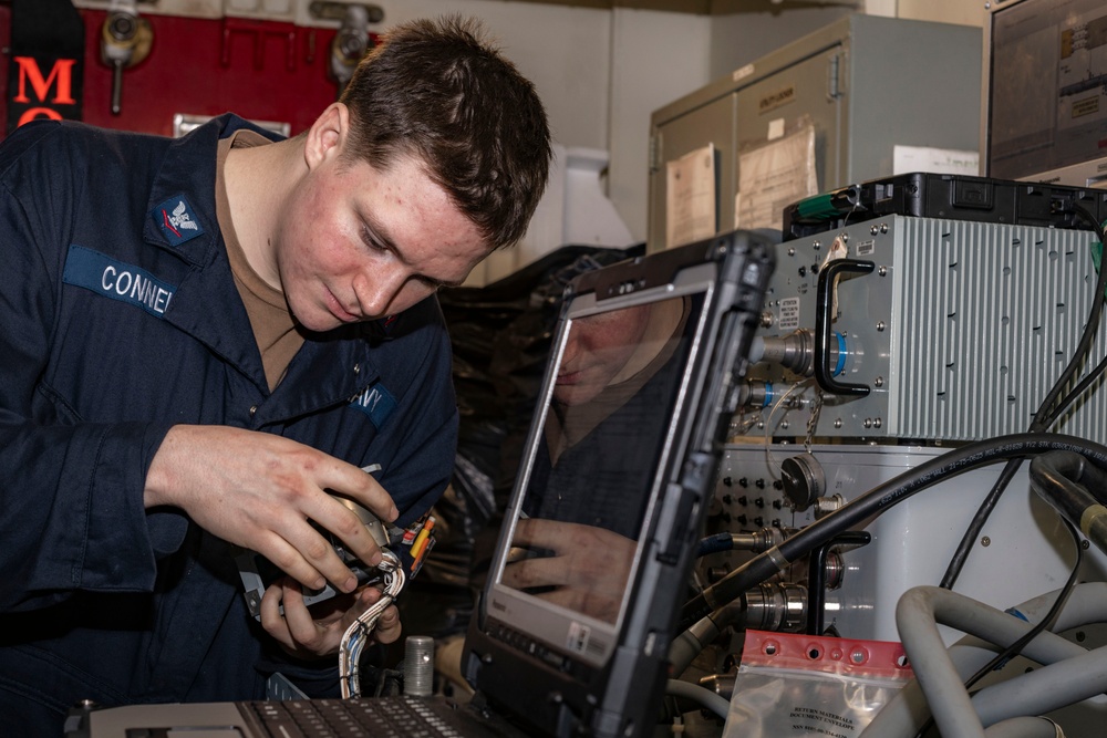 USS Gerald R. Ford (CVN 78) Sailor Conducts Maintenance