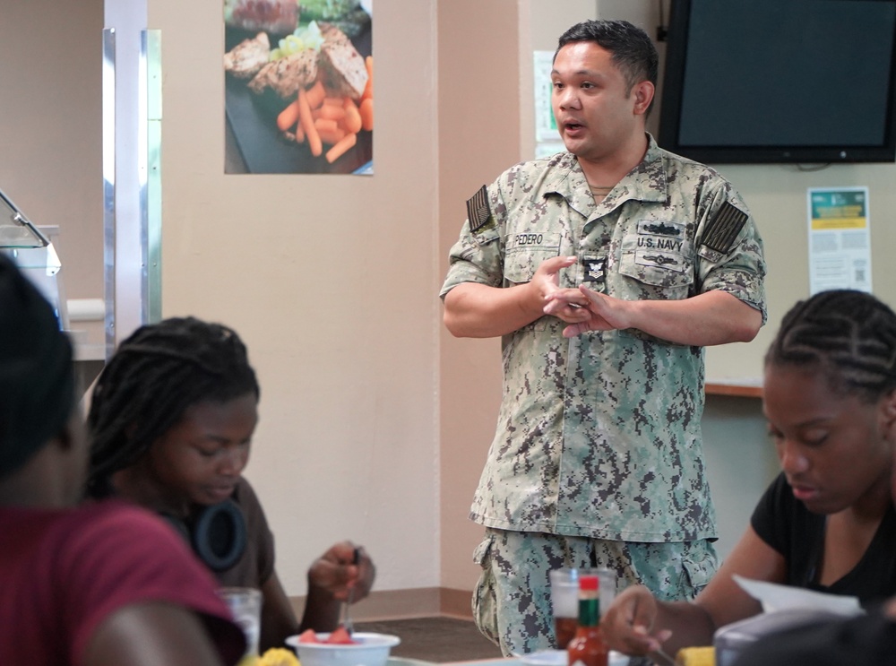 NJROTC Students visit Scudder Hall Galley onboard NWS Yorktown