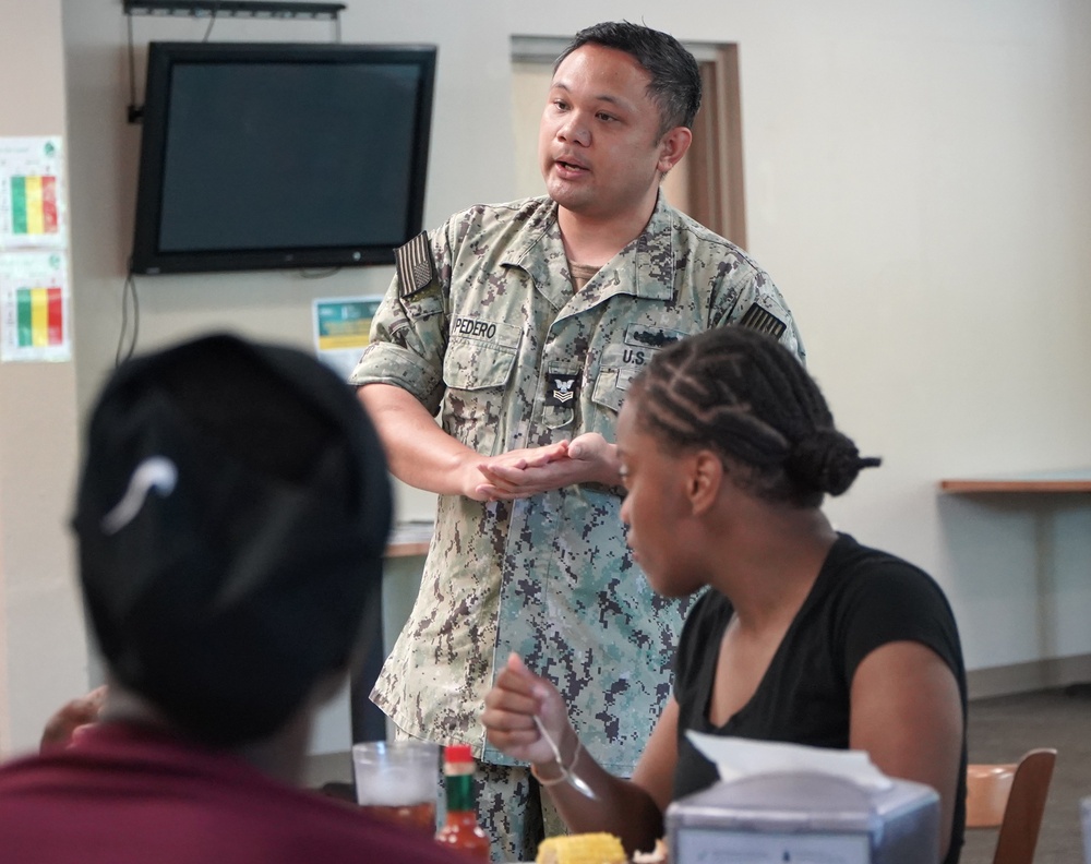 NJROTC Students visit Scudder Hall Galley onboard NWS Yorktown