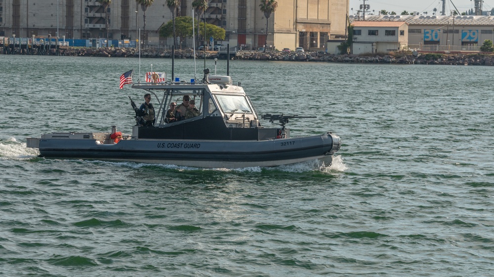 U.S. Coast Guard Port Security Unit 312 returns to base after waterside GUNEX.