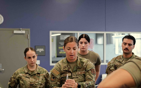 The 139th Medical Group practices blood transfusions