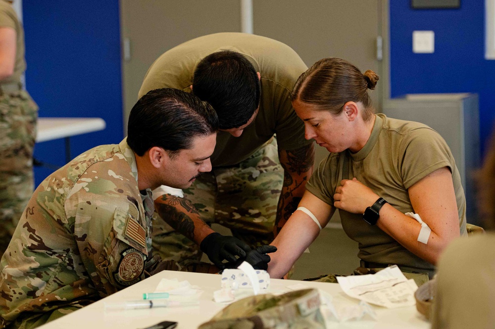 The 139th Medical Group practices blood transfusions