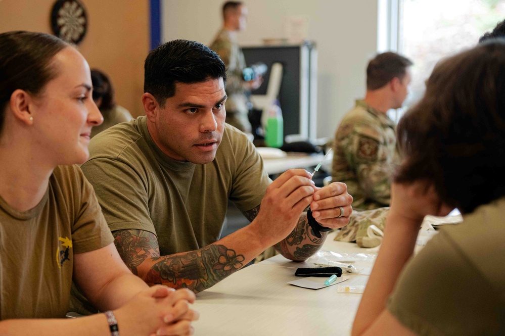 The 139th Medical Group practices blood transfusions