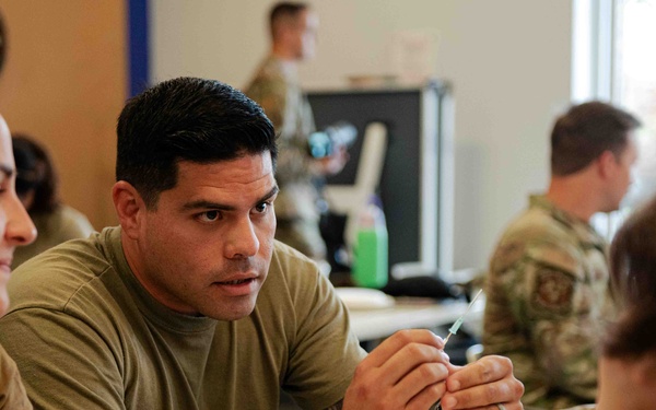 The 139th Medical Group practices blood transfusions