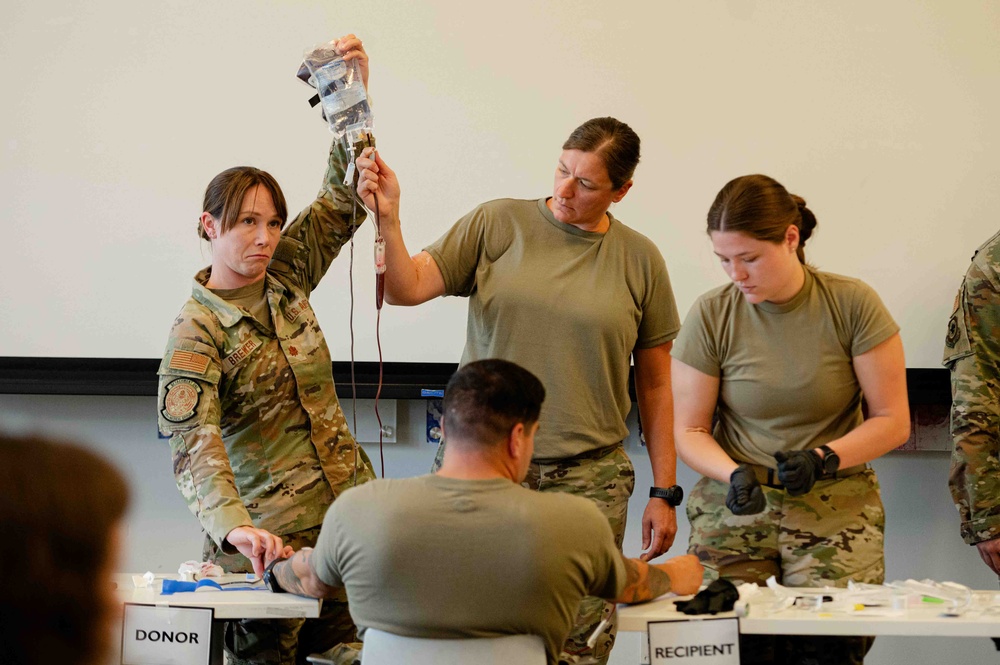 The 139th Medical Group practices blood transfusions