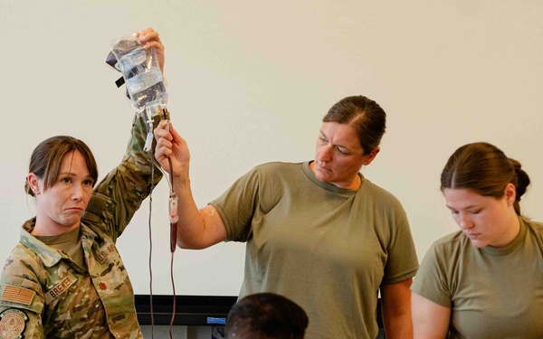 The 139th Medical Group practices blood transfusions