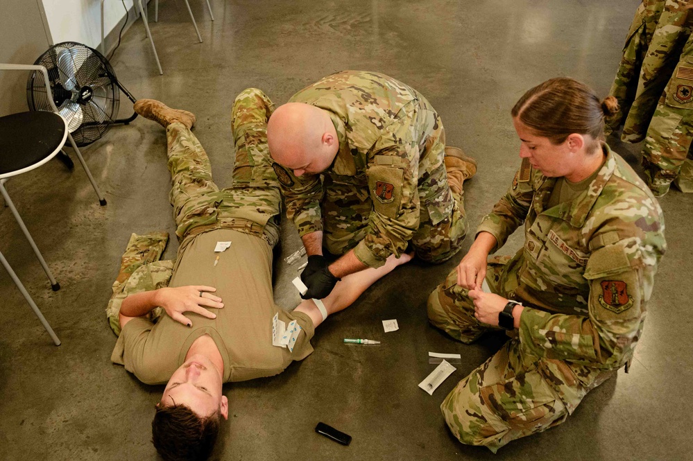 The 139th Medical Group practices blood transfusions