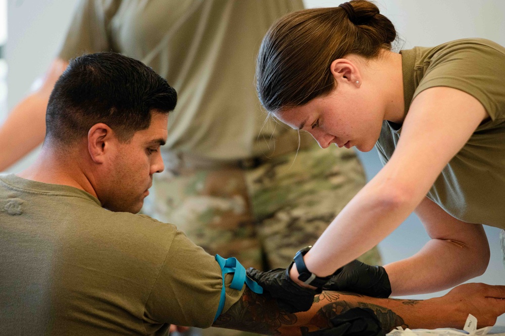 The 139th Medical Group practices blood transfusions