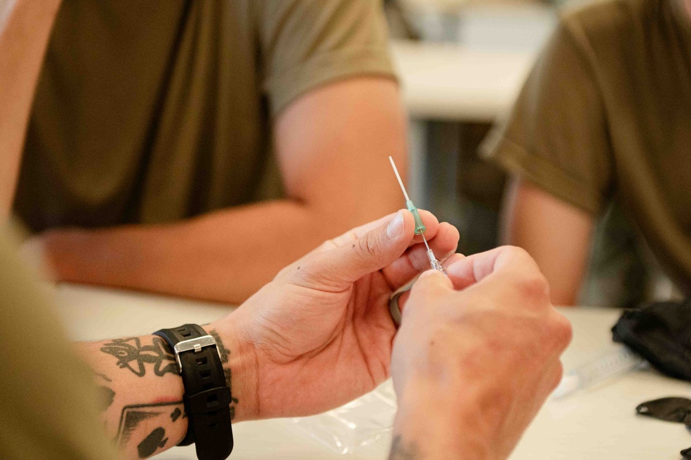 The 139th Medical Group practices blood transfusions