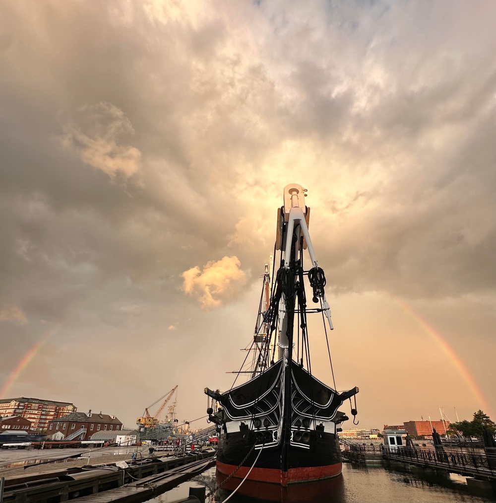 Rainbow Appears Over USS Constitution