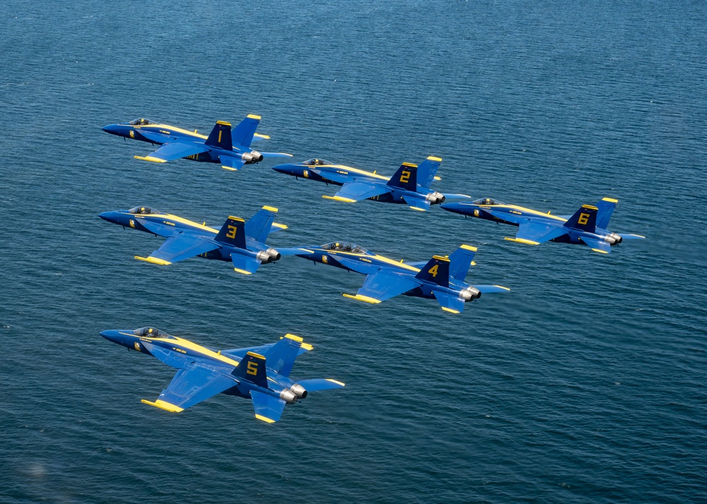 The U.S. Navy Flight Demonstration Squadron, the Blue Angels’ perform at the Pensacola Beach Air Show