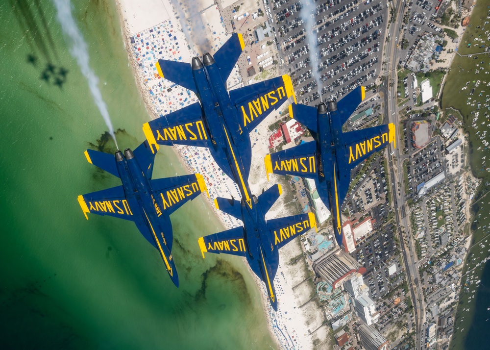 The U.S. Navy Flight Demonstration Squadron, the Blue Angels’ perform at the Pensacola Beach Air Show