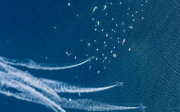 The U.S. Navy Flight Demonstration Squadron, the Blue Angels’ perform at the Pensacola Beach Air Show