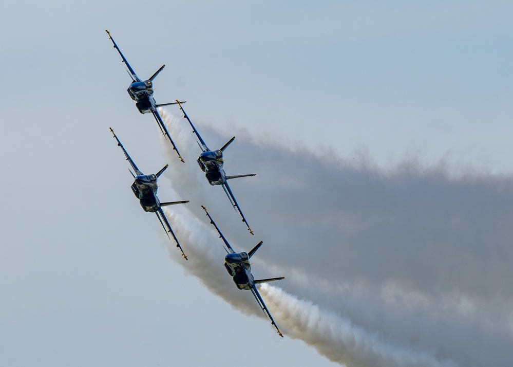 The U.S. Navy Flight Demonstration Squadron, the Blue Angels’ perform at the Air Dot Show Augusta