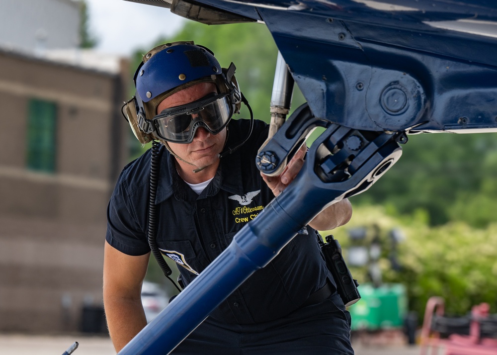 The U.S. Navy Flight Demonstration Squadron, the Blue Angels’ perform at the Air Dot Show Augusta