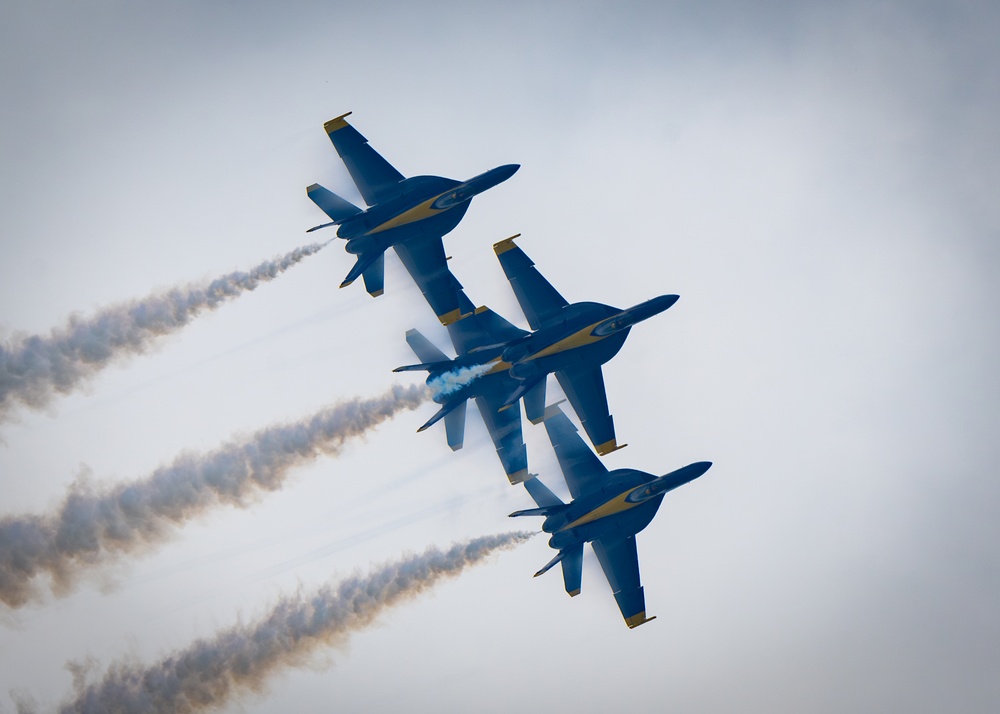 The U.S. Navy Flight Demonstration Squadron, the Blue Angels’ perform at the Air Dot Show Augusta
