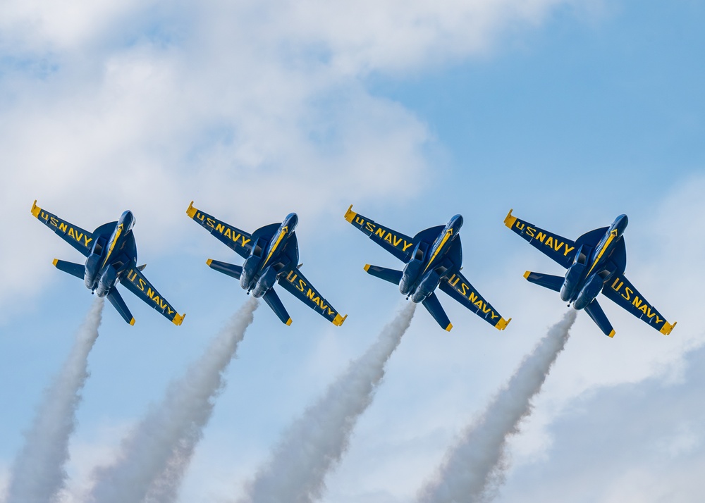 The U.S. Navy Flight Demonstration Squadron, the Blue Angels’ perform at the Air Dot Show Augusta