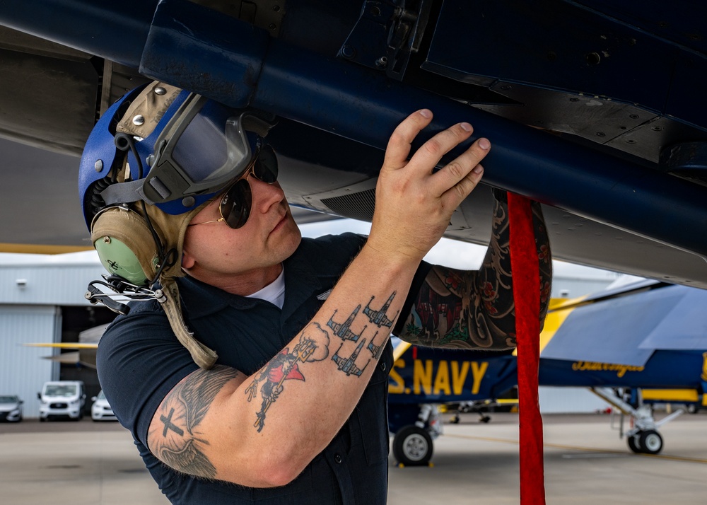 The U.S. Navy Flight Demonstration Squadron, the Blue Angels’ perform at the Air Dot Show Augusta