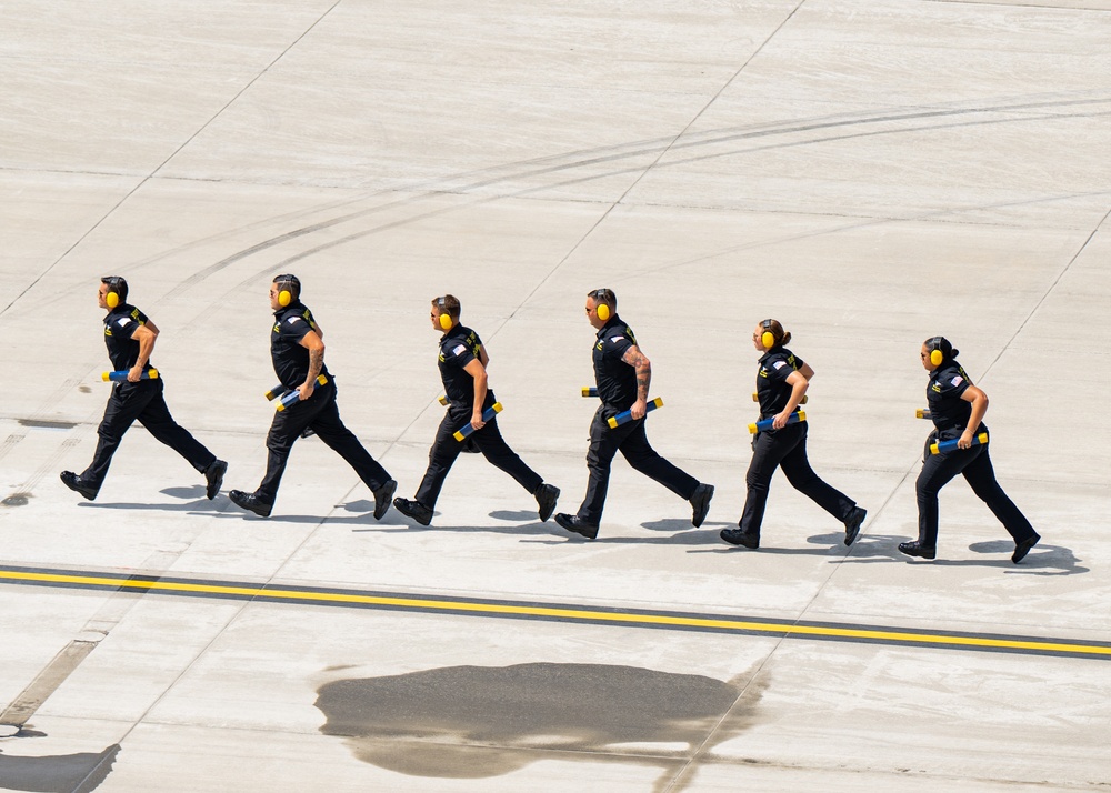 The U.S. Navy Flight Demonstration Squadron, the Blue Angels’ perform at the Air Dot Show Augusta