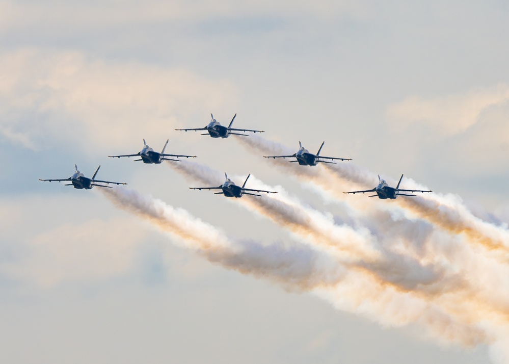 The U.S. Navy Flight Demonstration Squadron, the Blue Angels’ perform at the Air Dot Show Augusta