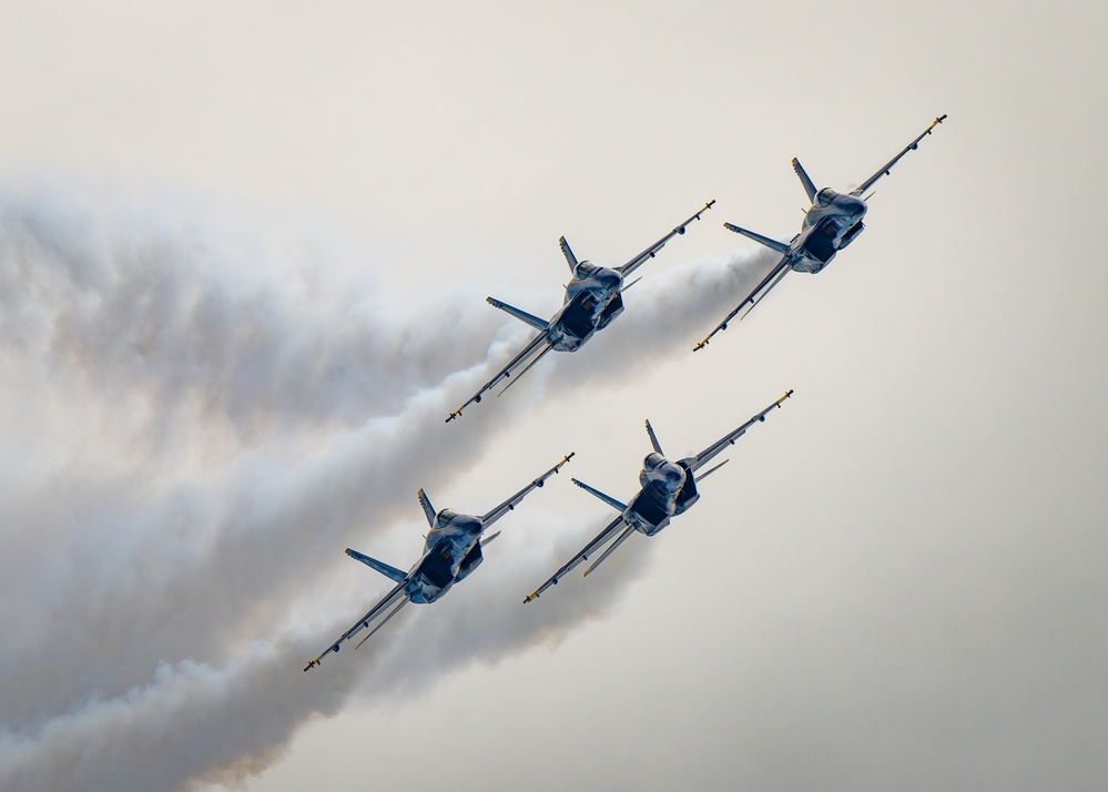 The U.S. Navy Flight Demonstration Squadron, the Blue Angels’ perform at the Air Dot Show Augusta