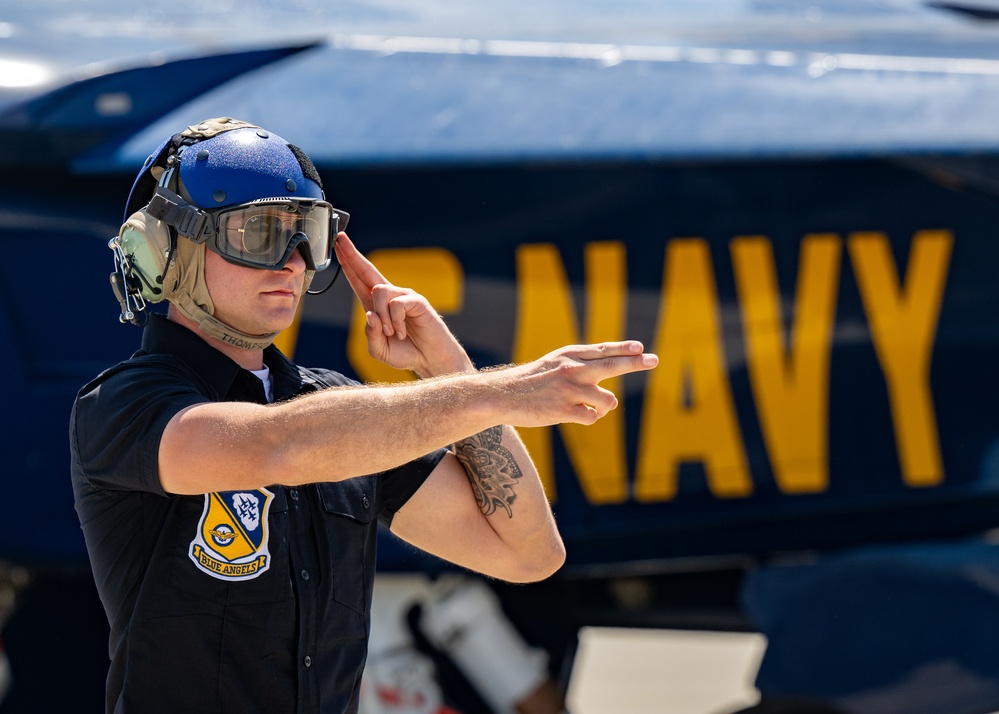 The U.S. Navy Flight Demonstration Squadron, the Blue Angels’ perform at the Air Dot Show Augusta