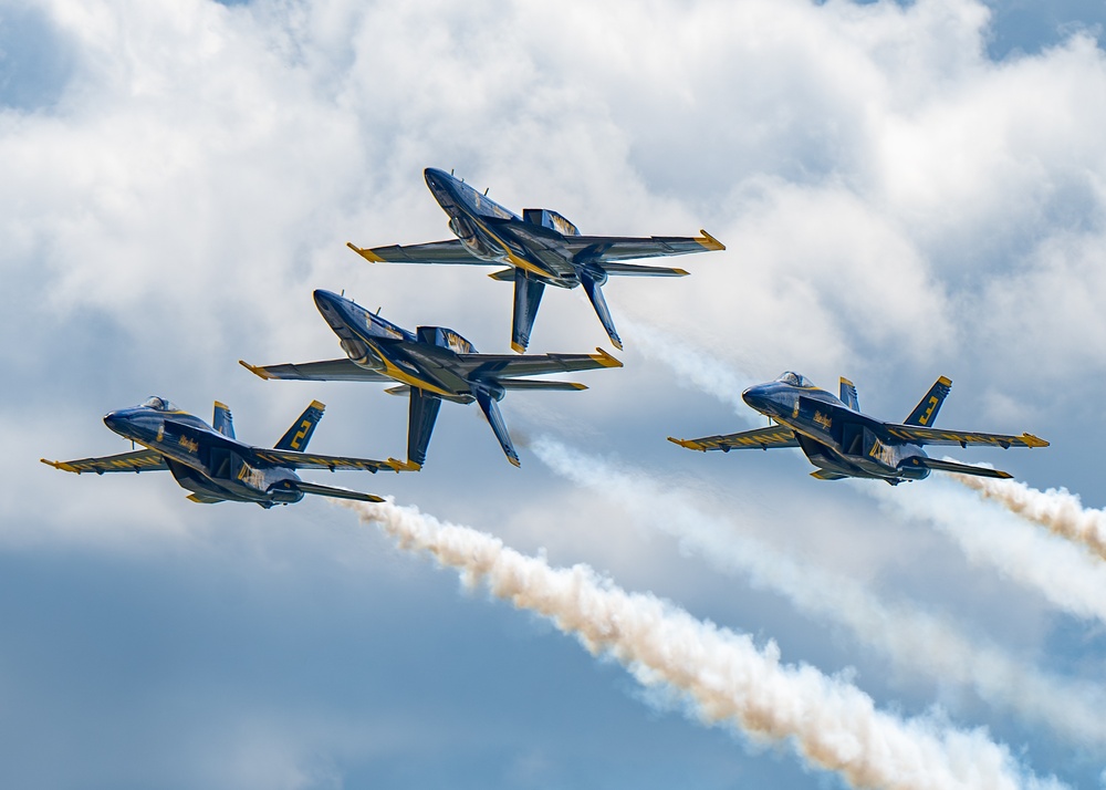 The U.S. Navy Flight Demonstration Squadron, the Blue Angels’ perform at the Air Dot Show Augusta