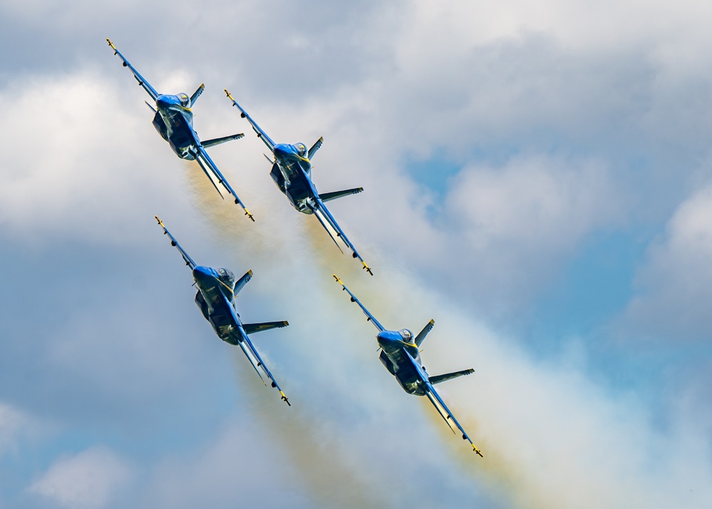 The U.S. Navy Flight Demonstration Squadron, the Blue Angels’ perform at the Air Dot Show Augusta