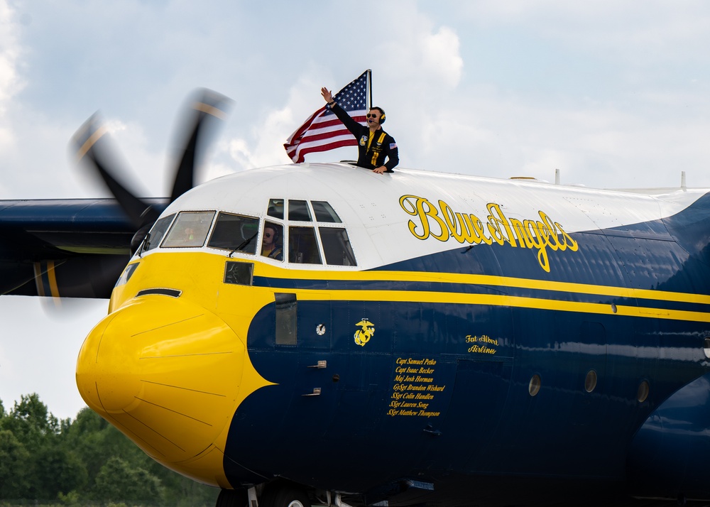 The U.S. Navy Flight Demonstration Squadron, the Blue Angels’ perform at the Air Dot Show Augusta