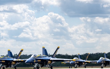 The U.S. Navy Flight Demonstration Squadron, the Blue Angels’ perform at the Air Dot Show Augusta