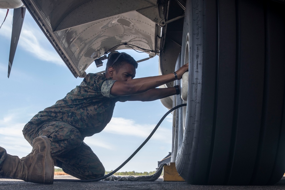 U.S. Marines perform maintenance during Talisman Sabre 25
