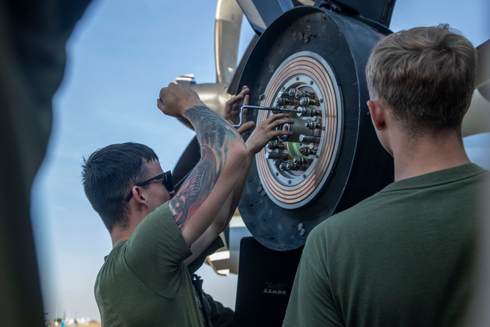 U.S. Marines perform maintenance during Talisman Sabre 25
