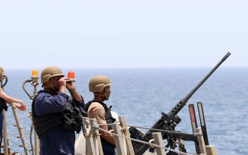 USS Forrest Sherman (DDG 98) Sailors stand watch.
