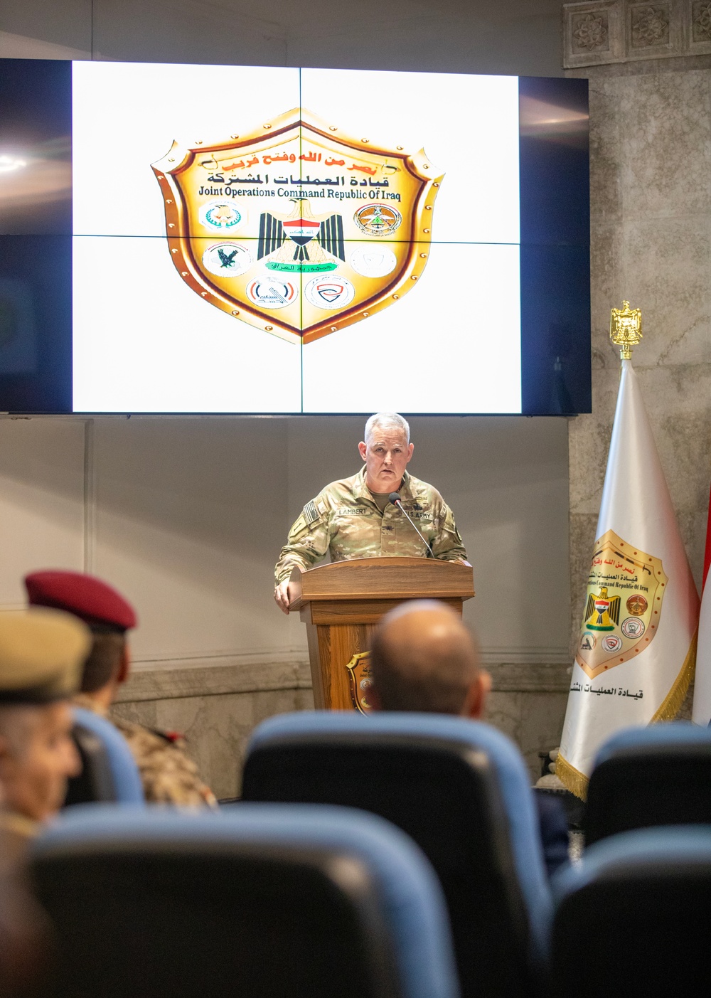 Brig. Gen. Kevin Lambert Addresses CJTF-OIR Following Assumption of Command