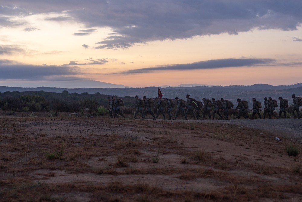 1st MARDIV HQ Bn. Marines participate in conditioning hike