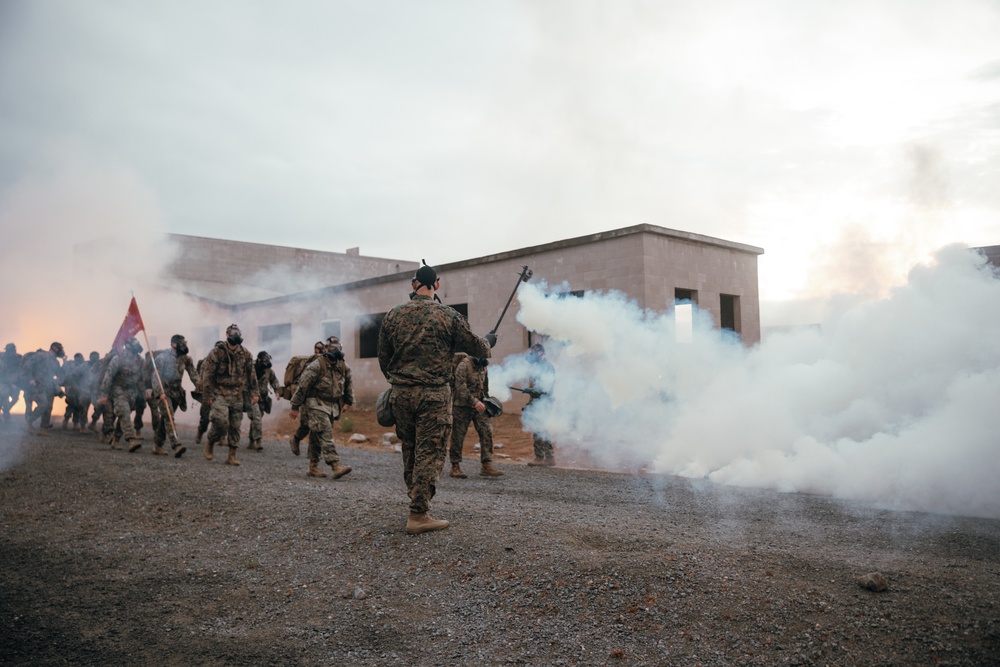 1st MARDIV HQ Bn. Marines participate in conditioning hike